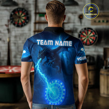 Load image into Gallery viewer, Custom Dragon Lightning Blue Dartboard Dart Team Shirt For Men, Outfits Dart Jerseys NYN1071