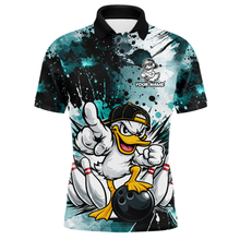 Load image into Gallery viewer, Custom Teal Funny Duck Bowling Jersey for Men Bowling Uniform Polo &amp; 1/4 Zip Bowling Team Shirts HNT237