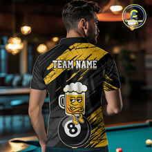 Load image into Gallery viewer, Custom Yellow Funny Beer 8 Ball Billiard Shirts for Men Billiard Team Shirts Polo &amp; 1/4 Zip NNT78