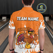 Load image into Gallery viewer, Custom Orange Funny Turkey Bowling Jersey for Men Thanksgiving Bowling Team Shirts HNT115