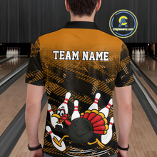 Load image into Gallery viewer, Custom Orange Funny Turkey Bowling Jersey for Men Thanksgiving Bowling Team Shirts Polo &amp; 1/4 Zip HNT125