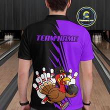 Load image into Gallery viewer, Purple Turkey Bowling Shirts for Women Men Team Custom Bowling Jerseys Thanksgiving MBL180