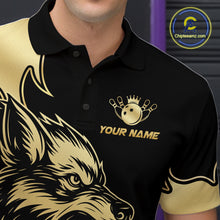 Load image into Gallery viewer, Gold Wolf Bowling Shirts for Team Women Men Custom Wolf Bowling Polo &amp; Quarter Zip MBL194