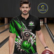 Load image into Gallery viewer, Custom Green Raccoon Bowling Jersey for Men Bowling Team Shirts Bowling Polo &amp; 1/4 Zip HNT254