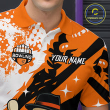 Load image into Gallery viewer, Orange Funny Skull Bowling Shirt for Men Personalized Polo &amp; 1/4-Zip Bowling Jersey Halloween QZT768