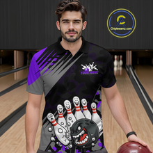 Load image into Gallery viewer, Custom Purple Funny Bowling Shirt Crazy Bowling Jersey Men Polo &amp; 1/4 Zip Bowling Outfit QZT785