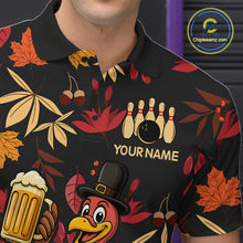 Load image into Gallery viewer, Funny Turkey Bowling Beer Thanksgiving pattern Custom Team bowling jerseys men, bowling gifts for men NQS10963