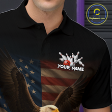 Load image into Gallery viewer, Custom Custom American Eagle Bowling Shirt for Men Polo &amp; Quarter-Zip Bowling Jersey Bowling Outfit QZT779