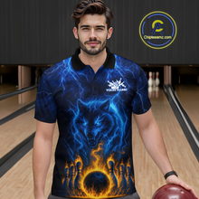 Load image into Gallery viewer, Lightning Wolf Bowling Shirts for Team Women Men Custom Wolf Bowling Jerseys Flame MBL200