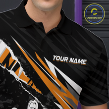 Load image into Gallery viewer, Custom Orange Funny Bowling Jersey for Men Bowling Uniform Polo &amp; 1/4 Zip Bowling Team Shirts HNT128