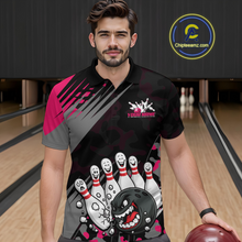 Load image into Gallery viewer, Custom Pink Funny Bowling Shirt Crazy Bowling Jersey Men Polo &amp; 1/4 Zip Bowling Outfit QZT785