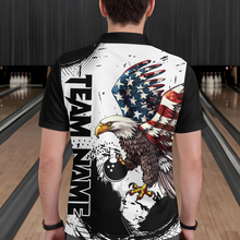 Load image into Gallery viewer, Personalized Eagle Bowling Shirts Patriotic Bowling Jersey for Men Polo Shirt QZT307