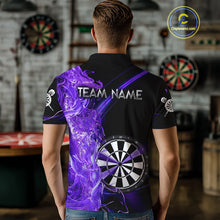 Load image into Gallery viewer, Custom Black And Purple Flame Darts Shirts For Men, Darts Team Jerseys Polo &amp; Quarter Zip Uniform TDM4017
