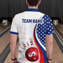 Load image into Gallery viewer, Personalized US Flag Funny Bowling Shirt for Men 3D Bowling Jersey Shirts Polo &amp; Quarter-zip with Team HNT08