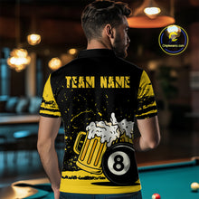 Load image into Gallery viewer, Custom Black and Yellow 8 Ball Beer Billiard Shirts for Men, Billiard Team Polo &amp; 1/4 Zip Shirts NNT68