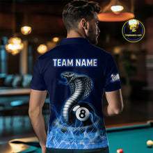Load image into Gallery viewer, Custom Blue Cobra Snake 8 Ball Pool Flame Billiard Shirts for Men Team Polo &amp; 1/4 Zip Shirts NNT56