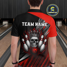 Load image into Gallery viewer, Red Skull Crown Bowling Custom Men Bowling Shirt Polo &amp; Quarter-Zip Bowling Team Jerseys HNT65