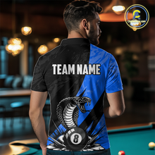Load image into Gallery viewer, Custom Blue Cobra Snake 8 Ball Pool Billiard Shirts for Men Team Polo &amp; 1/4 Zip Shirts NNT57