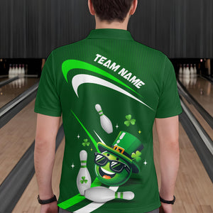 Custom Green St Patrick Day Bowling Shirt Lucky Funny Polo Bowling Jersey QZT623