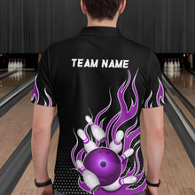 Load image into Gallery viewer, Purple Flame Bowling Polo Shirts for Men And Women Custom Bowling Team Jerseys Unisex BDT477