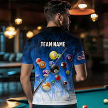 Load image into Gallery viewer, Personalized Blue Pool Player Billiard 8 Ball Polo &amp; 1/4 Zip For Men Custom Billiard Shirts Jerseys TDM3656