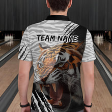 Load image into Gallery viewer, Black &amp; White Bowling Shirt Tiger Bowling Team Jersey Polo Bowling for Men &amp; Women QZT641