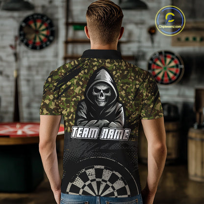 Personalized Men's Darts Shirt - Grim Reaper & Camouflage Custom Name For Players NYN0437