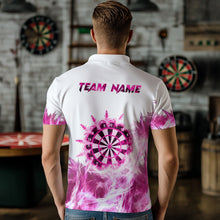 Load image into Gallery viewer, Pink Icy Light White Darts Polo &amp; Quarter Zip Custom Dart Shirts For Men Team Darts Jerseys TDM3683