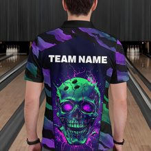 Load image into Gallery viewer, Black &amp; Purple Skull Bowling Jersey Custom Polo Bowling Team Shirt for Men Women QZT675
