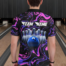 Load image into Gallery viewer, Pink Purple Bowling Custom Men Bowling Shirt Polo &amp; Quarter-Zip Bowling Team Jerseys HNT48