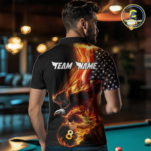 Load image into Gallery viewer, Custom Flaming US Flag Eagle Billiard Jersey for Men Billiard Shirt Billiard Gifts Polo &amp; 1/4 Zip NNT58