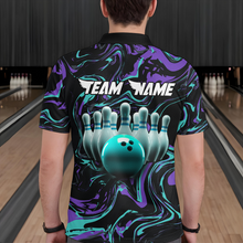Load image into Gallery viewer, Turquoise Bowling Custom Men Bowling Shirt Polo &amp; Quarter-Zip Bowling Team Jerseys HNT48