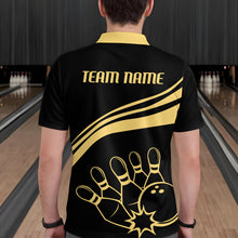 Load image into Gallery viewer, Black&amp;Gold Bowling Polo Shirt For Men Custom Bowling Jersey Vintage Bowling Team League Shirt BDT114