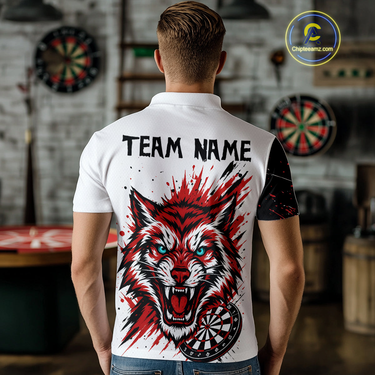 Colorful Splashed Tiger & Dartboard Men's Darts Shirt - Custom Name For Darts Jersey NYN0427