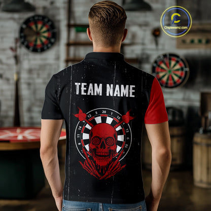 Red Skull Dartboard Grunge Custom Dart Shirt For Men, Dart Team Jerseys NYN0116