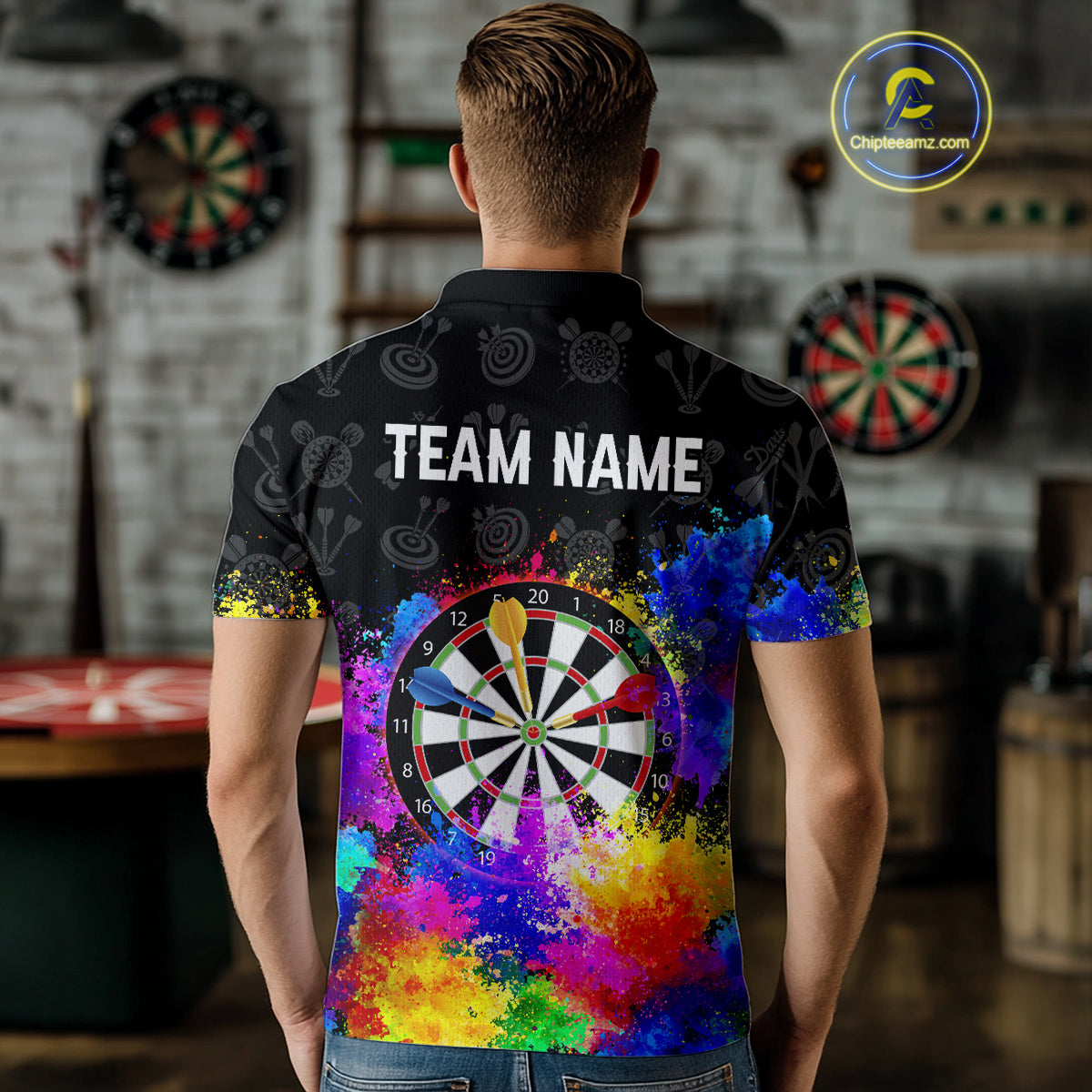 Funny Dartboard Colorful Grunge Dart Shirts For Men | Darts Team Jerseys – Polo & Quarter Zip TDM3964