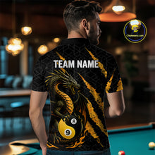Load image into Gallery viewer, Custom Yellow Black Yin Yang 8 Ball &amp; 9 Ball Dragon Billiard Shirts For Men |Pool Team Jerseys TDM3958