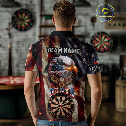 Vintage American Flag Eagle Dart Shirt For Men Custom Patriotic Darts Team Jersey Polo & 1/4 Zip TDM4044
