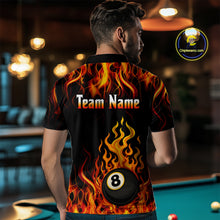 Load image into Gallery viewer, Billiard Fire 8 Ball Flame Custom Men&#39;s Billiard Shirts, Billiard Team Pool Jerseys |Orange TDM4011
