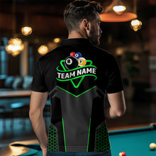 Load image into Gallery viewer, Personalized Billiard 8 Ball &amp; 9 Ball Pool Polo, 1/4 Zip For Men Custom Team Billiard Jersey |Green TDM3581