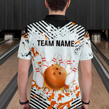 Load image into Gallery viewer, Orange Bowling Shirts Custom Watercolor Bowling Jersey for Men Women with Team Name MBL53