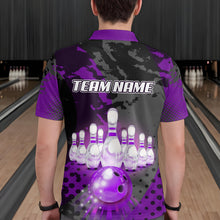 Load image into Gallery viewer, Fire Bowling Shirt Custom Purple Bowling Jersey for Men Women with Team Name MBL63