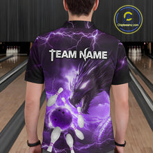 Load image into Gallery viewer, Custom Dragon Bowling Shirt Purple Thunder Bowling Jersey for Men Women Team MBL82