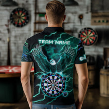 Load image into Gallery viewer, Personalized Thunder Lightning Eagle Turquoise Darts Shirt Polo &amp; Quarter Zip For Men Dart Jerseys TDM3579