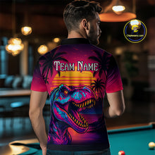 Load image into Gallery viewer, Custom Neon Dinosaur 8 Ball Billiard Shirt for Men Polo &amp; Quarter-Zip Billiard Team Jerseys NNT81