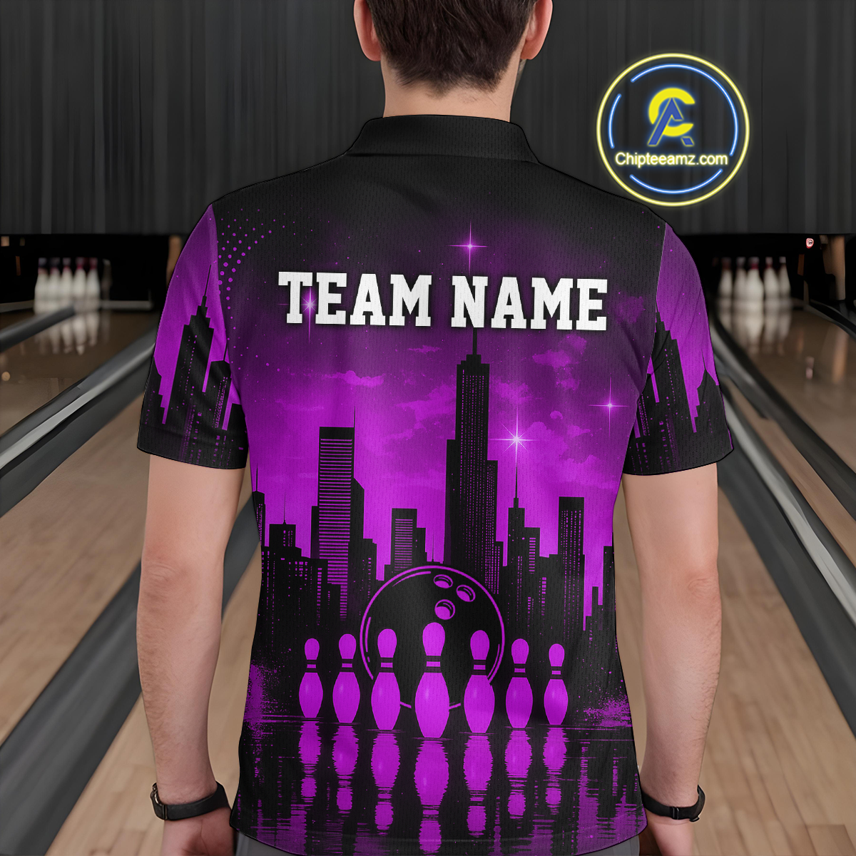 Purple Bowling Custom Men Bowling Shirt Polo & Quarter-Zip Bowling Team Jerseys HNT66