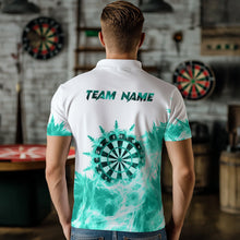 Load image into Gallery viewer, Icy Turquoise Light White Darts Polo &amp; Quarter Zip Custom Dart Shirts For Men Team Darts Jerseys  TDM3682
