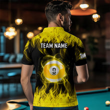 Load image into Gallery viewer, Personalized Yellow Flaming Billiard Jerseys 9 Ball Pool Billiard Shirts for Men Team Polo &amp; 1/4 Zip Shirt NNT32