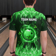 Load image into Gallery viewer, Personalized St Patrick Day Funny Flaming Bowling Shirt Men Team Polo &amp; 1/4 Zip Shirts HNT13