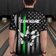 Load image into Gallery viewer, US Green Flag Bowling Shirt for Men Custom Name Polo &amp; Quarter-Zip Bowling Jersey Bowling Team Shirt HNT23